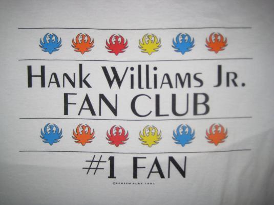 Vintage 1991 Hank Williams Jr fan club t-shirt, L XL