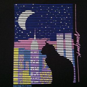 Vintage 1980's kitty cat & New York City skyline t-shirt