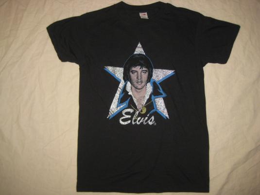 Vintage 80s sparkly Elvis t-shirt, soft and thin