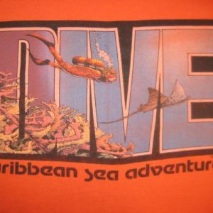 Vintage 1980's dive t-shirt, soft and thin, M-L