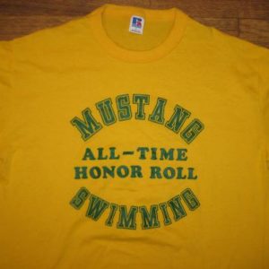 Vintage 1980's Mustang Swimming t-shirt, soft and thin large