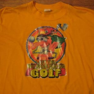 Vintage 1970's- 1980's t-shirt, sparkly golf iron- on, soft