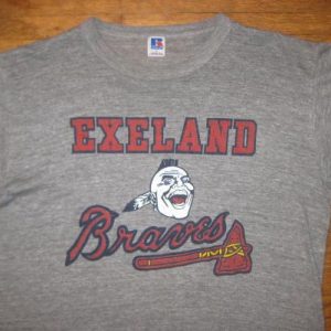 Vintage 1980's rayon blend Braves t-shirt, soft and thin, XL