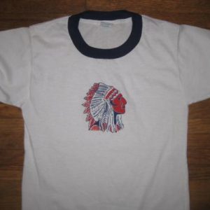 Vintage 1980's Indian head ringer t-shirt, soft and thin M-L