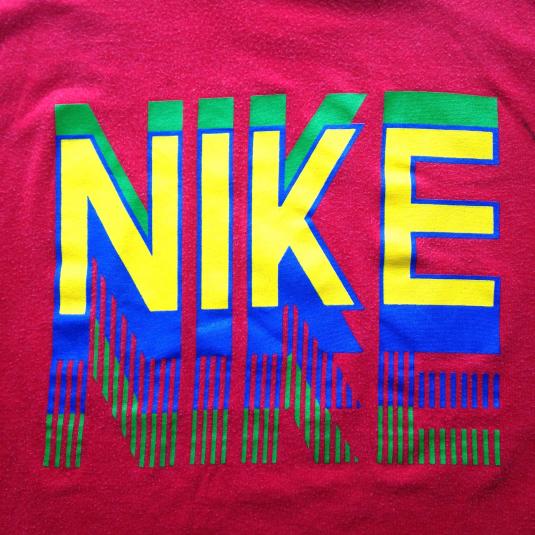 Vintage 1980’s Nike blue tag rainbow spellout t-shirt