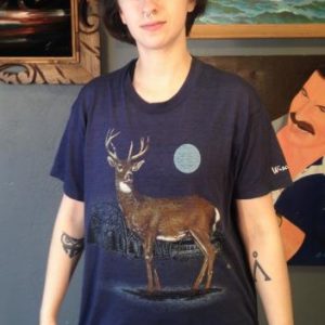 Vintage 1980's moonlight deer soft and thin t-shirt