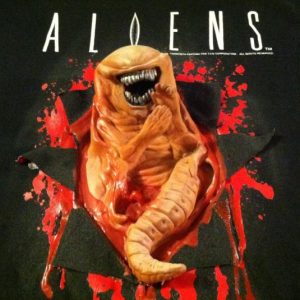 Vintage Aliens 3D rubber chestburster movie promo t-shirt