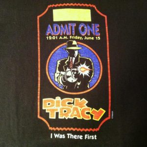 Vintage 1990 Dick Tracy movie ticket stub t-shirt