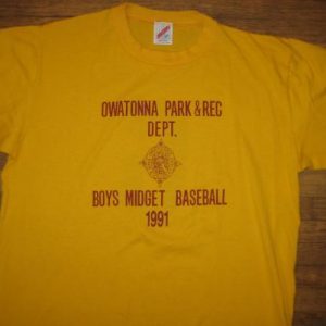 Vintage 1991 Owatonna, Minnesota baseball t-shirt, L