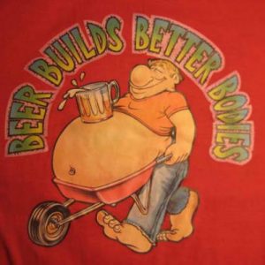 70's or 80's "Body by Beer" iron-on vintage t-shirt, M L
