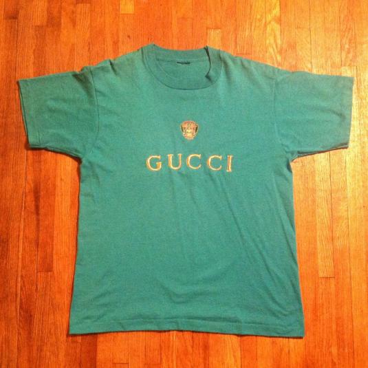 Vintage Gucci gold thread embroidered t-shirt Defunkd