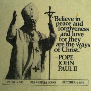 Vintage thrashed 1979 catholic Pope visit t-shirt