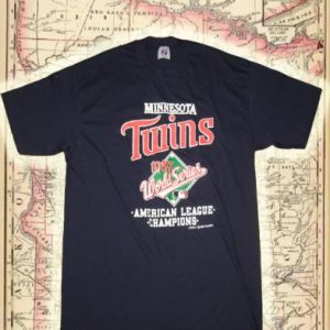 Vintage 1987 Minnesota Twins t-shirt, deadstock, blue, L-XL