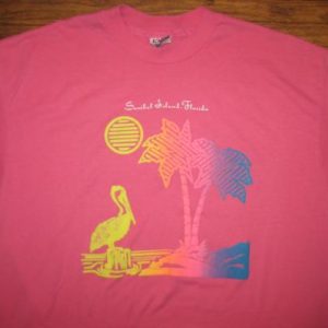 Vintage 1980's hot pink Florida t-shirt sun, beach, surfing