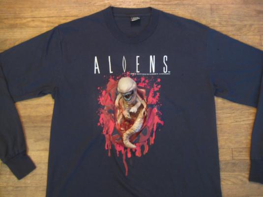 Vintage 1991 rare Aliens movie 3D Chestburster t-shirt large Defunkd