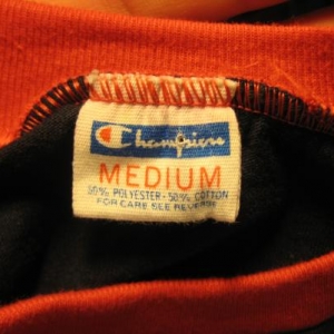 Vintage 1970s Champion Blue Bar ringer t-shirt, S M