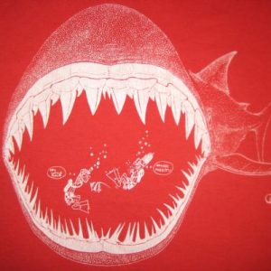 Vintage 1980's big scary fish t-shirt, soft and thin, medium