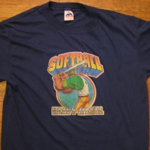 Vintage 1980's softball iron-on t-shirt, soft and thin, L-XL
