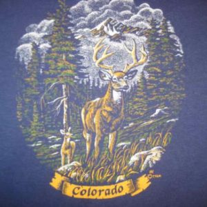 Vintage 1980's Colorado deer t-shirt, soft and thin, XL