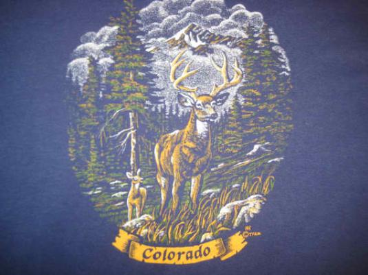 Vintage 1980’s Colorado deer t-shirt, soft and thin, XL