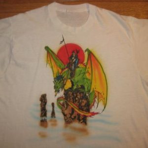Wicked sweet vintage t-shirt- warrior babe riding a dragon
