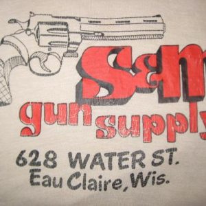 Vintage 1970's S and M gun shop t-shirt, soft and thin, L-XL