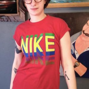 Vintage 1980's Nike blue tag rainbow spellout t-shirt