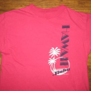 vintage 1980's pink Hawaii t-shirt sun, surfing, beach