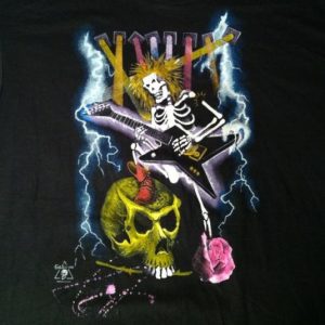 Vintage 1980's G & S skateboard glam rock skeleton t-shirt