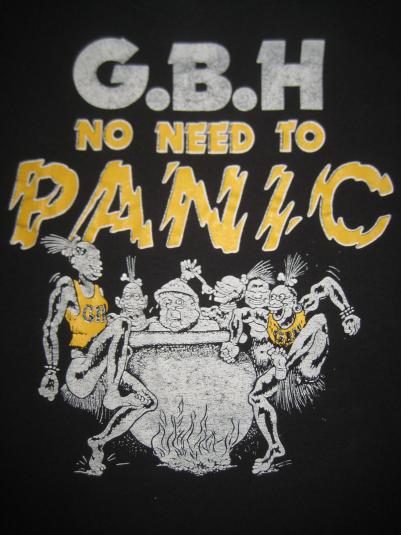 Original vintage 1987 GBH t-shirt, No Need To Panic