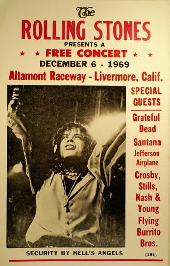 Poster for Rolling Stones Altamont Raceway Concert