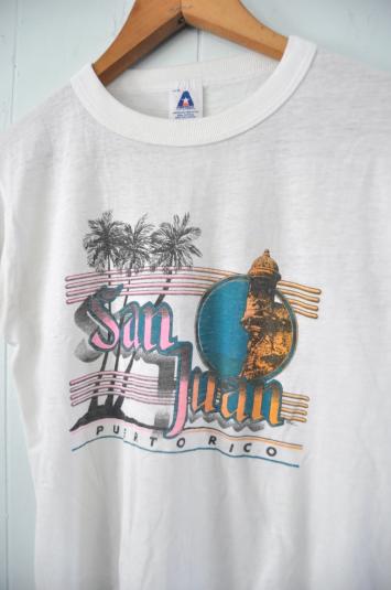 Rare Burnout San Juan Tee White TShirt Airbrushed Puerto Ric