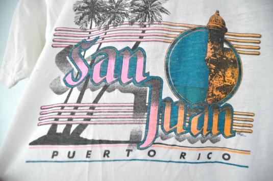 Rare Burnout San Juan Tee White TShirt Airbrushed Puerto Ric