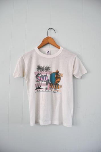 Rare Burnout San Juan Tee White TShirt Airbrushed Puerto Ric | Defunkd