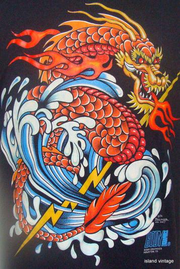 Vintage 86′ Chinese dragon and lightning bolt t shirt M