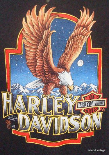 Vintage 1991 Harley Davidson 3D Emblem Follow the Eagle Size L