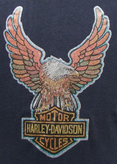 Vintage 70’s Harley Davidson glitter iron on t shirt M | Defunkd