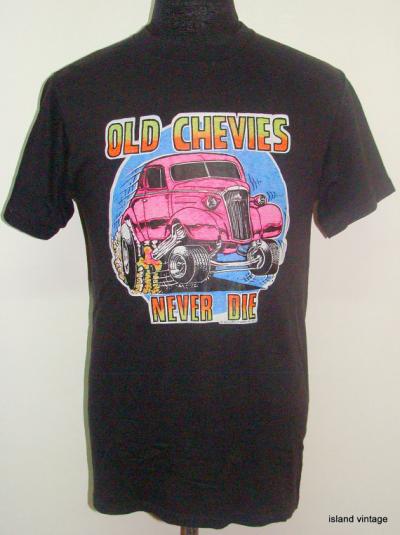Vintage 73′ Old Chevies never die iron t shirt L