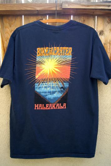 1980s Vintage T-Shirt Navy Blue Haleakala Bike the Crater