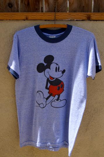 Vintage Mickey Mouse Ringer T Shirt Blue / Disney Casuals