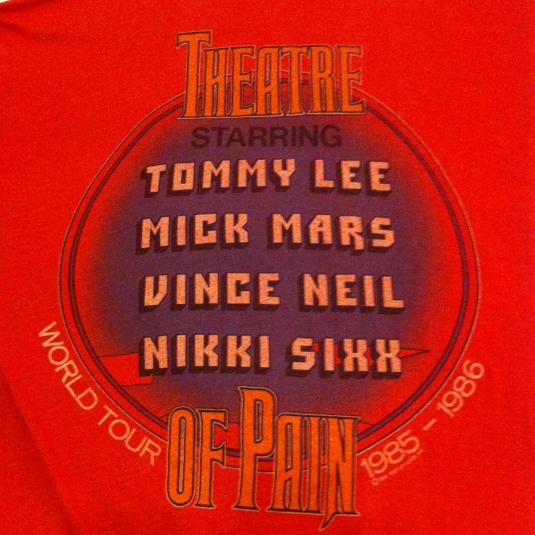 Theatre of Pain World Tour 1985-1986 T-Shirt. Red
