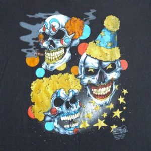 Evil Skull Clowns 90's 3D Emblem Vintage T Shirt Deadstock