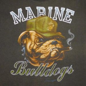 Marine 80's Bulldogs Vintage T Shirt Marines Mascot