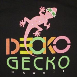 Gecko Hawaii 80's Vintage T Shirt Decko Neon Surfboard Print