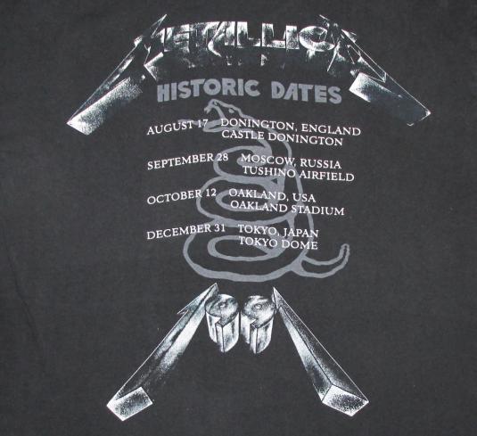 Metallica 1991 Black Tour Vintage T Shirt Historic Dates | Defunkd