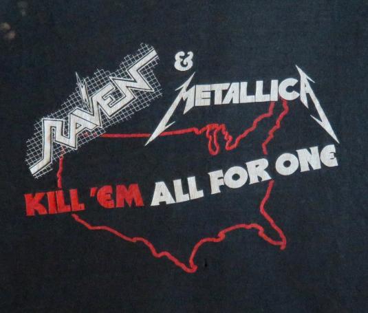 Raven & Metallica 1983 Black Tour Vintage T Shirt Dates