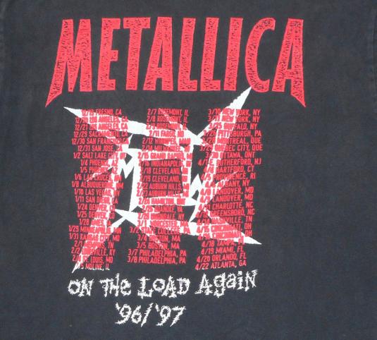 Metallica 1996 Load Again Tour Vintage T Shirt DATES! XL