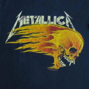 Metallica 90's Flaming Skull Vintage T Shirt Pushead Dates