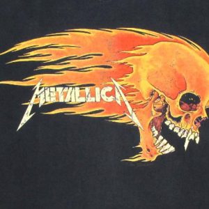 Metallica 90's Flaming Skull Vintage T Shirt Pushead L/S