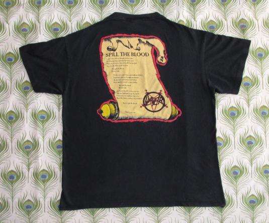Slayer 1990 Spill The Blood Vintage T Shirt Song Lyrics 90’s